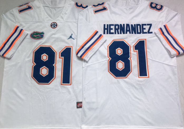 Men Florida Gators #81 Hernandez White 2025 NCAA Jersey